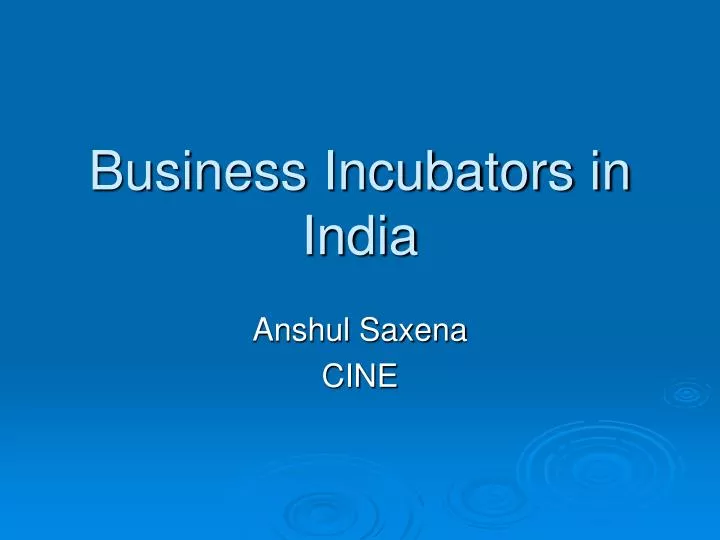 business incubators in india