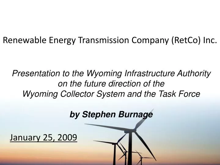 renewable energy transmission company retco inc
