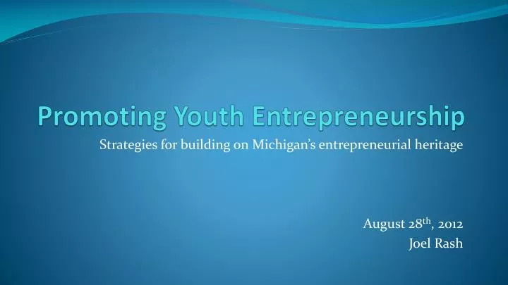 promoting youth entrepreneurship