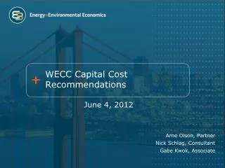 WECC Capital Cost Recommendations