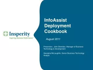 InfoAssist Deployment Cookbook