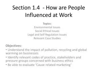 Section 1.4 - How are People Influenced at Work