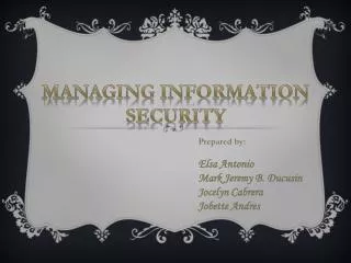 Managing Information Security