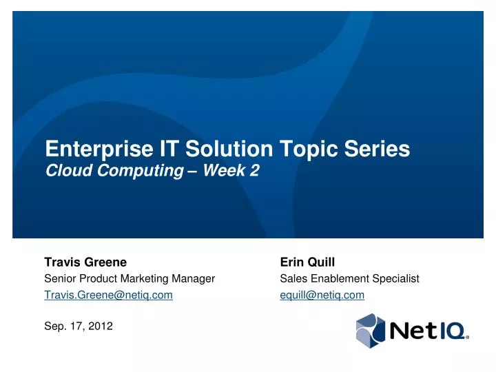 enterprise it solution topic series cloud computing week 2
