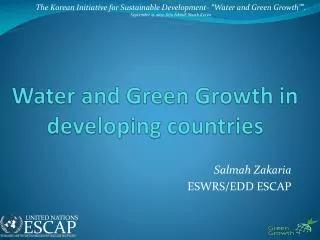 Water and Green Growth in developing countries