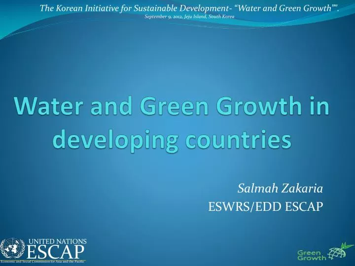 water and green growth in developing countries