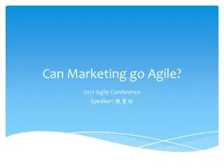 Can Marketing go Agile?