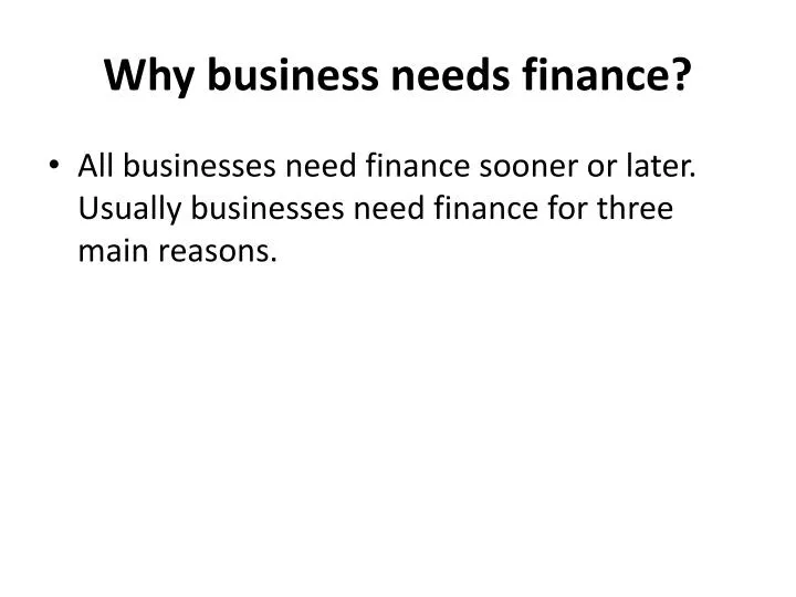 why business needs finance