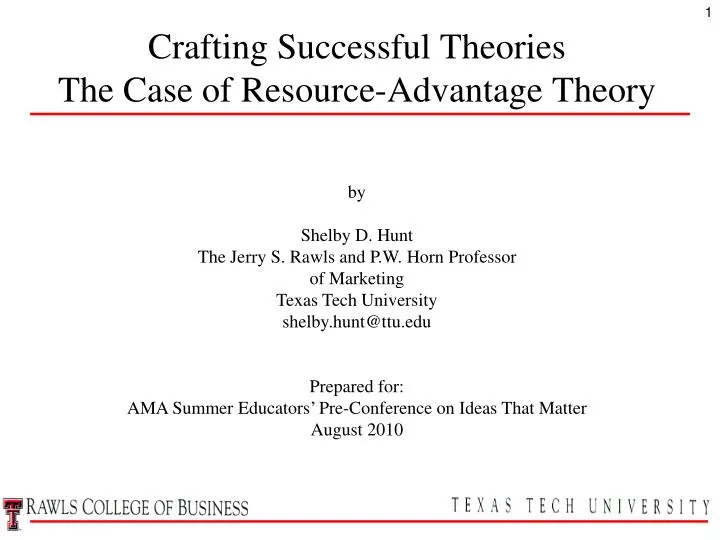 crafting successful theories the case of resource advantage theory