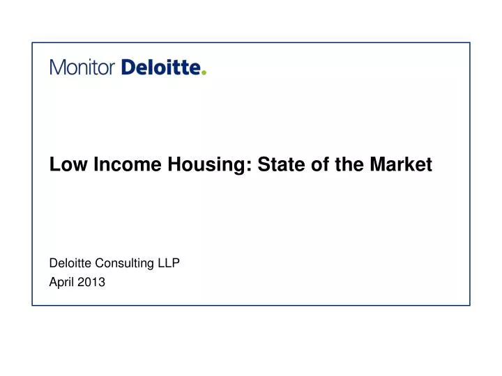 low income housing state of the market