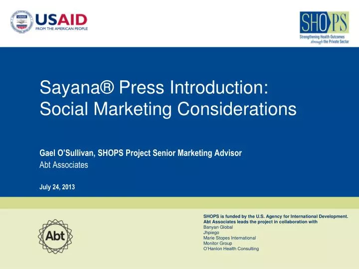 sayana press introduction social marketing considerations