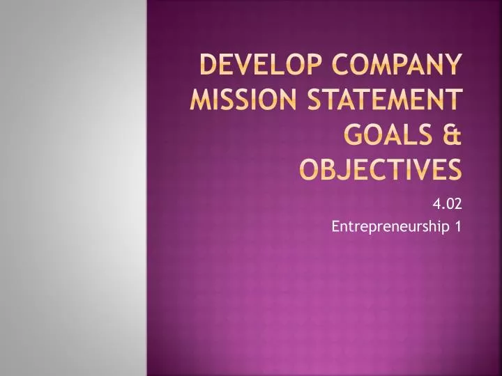 develop company mission statement goals objectives