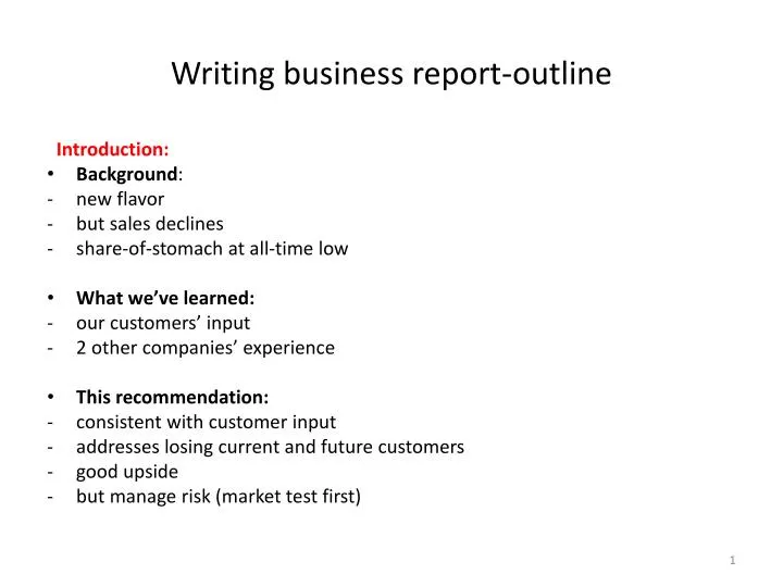 writing business report outline