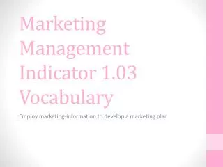 marketing management indicator 1 03 vocabulary
