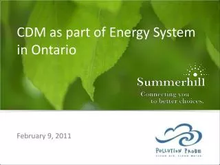 CDM as part of Energy System in Ontario