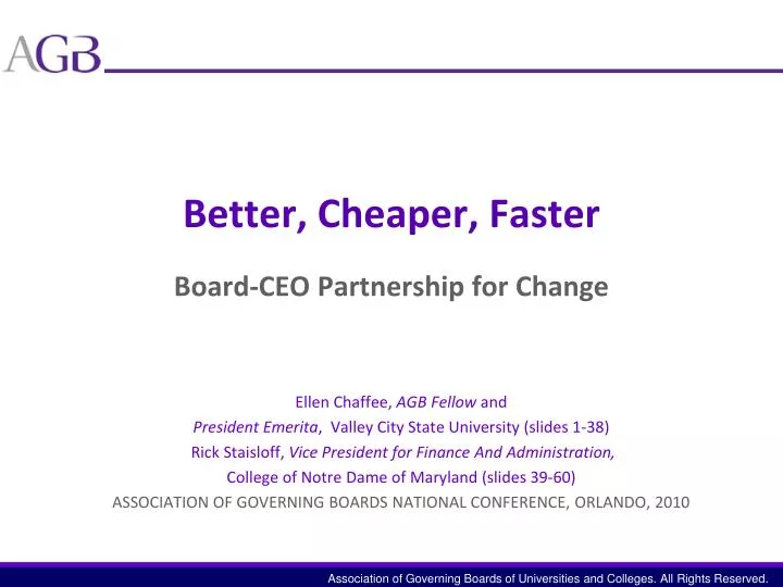 better cheaper faster board ceo partnership for change