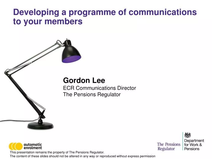 developing a programme of communications to your members
