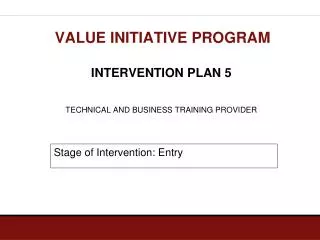 VALUE INITIATIVE PROGRAM