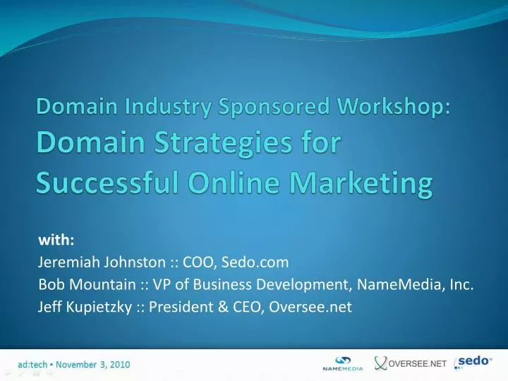 domain industry sponsored workshop domain strategies for successful online marketing