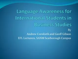 Language Awareness for International Students in Business Studies