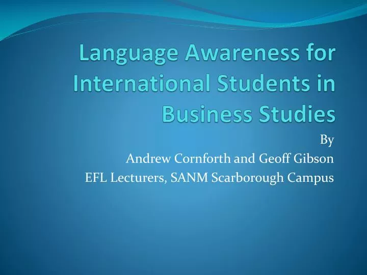 language awareness for international students in business studies