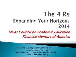 The 4 Rs Expanding Your Horizons 2014