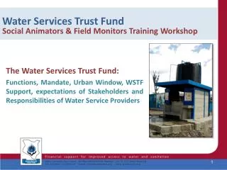 Water Services Trust Fund Social Animators &amp; Field Monitors Training Workshop