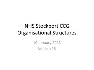 NHS Stockport CCG Organisational Structures