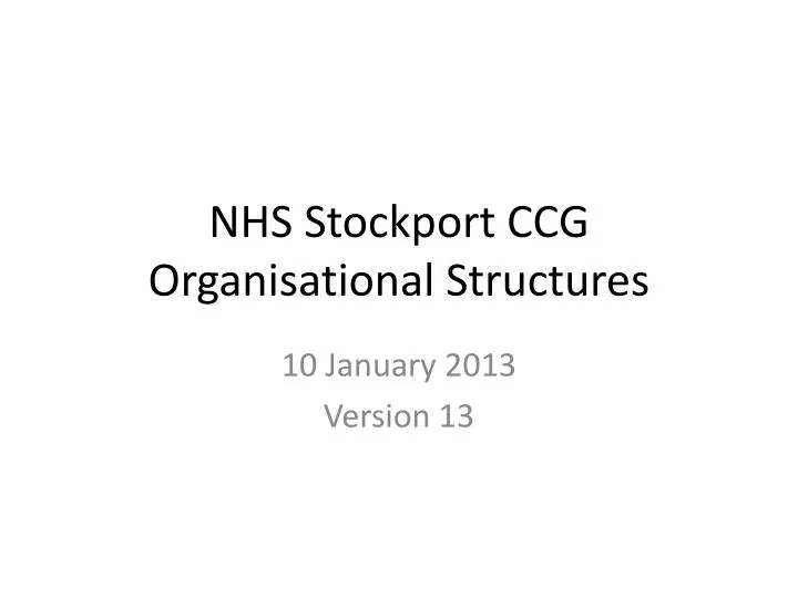nhs stockport ccg organisational structures