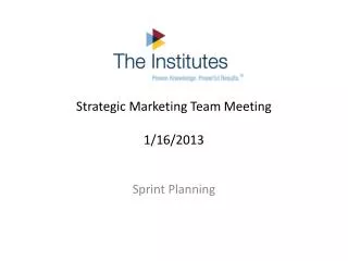 Strategic Marketing Team Meeting 1/16/2013