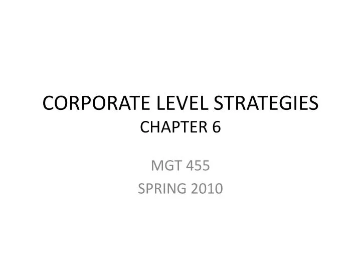 corporate level strategies chapter 6