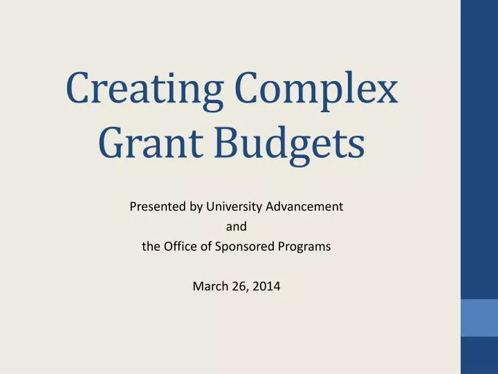 creating complex grant budgets