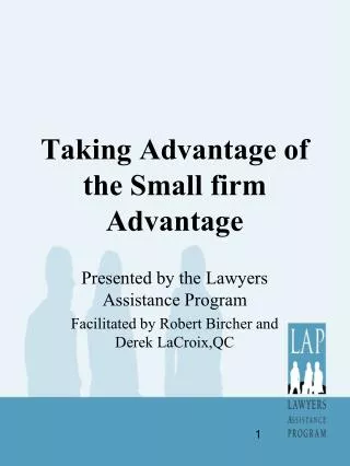Taking Advantage of the Small firm Advantage