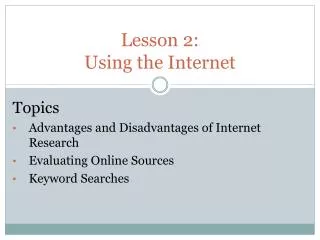 Lesson 2: Using the Internet