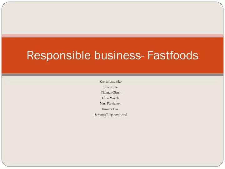 responsible business fastfoods