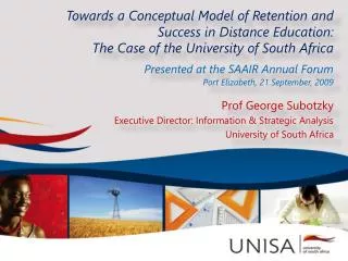 Towards a Conceptual Model of Retention and Success in Distance Education: The Case of the University of South Africa P
