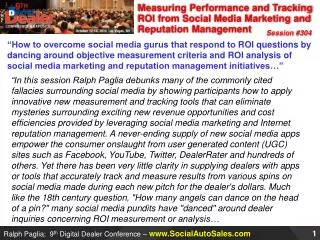 Measuring Performance and Tracking ROI from Social Media Marketing and Reputation Management