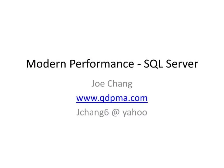modern performance sql server