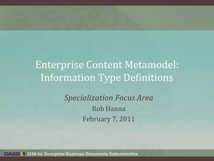 enterprise content metamodel information type definitions