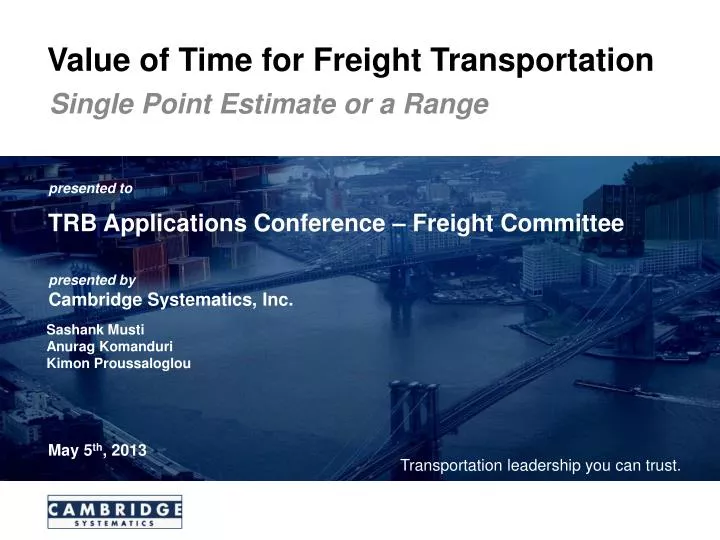 value of time for freight transportation