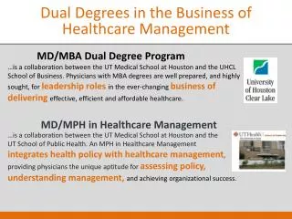 Dual Degrees in the Business of Healthcare Management