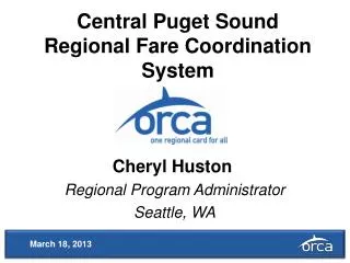 Central Puget Sound Regional Fare Coordination System