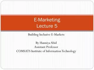 E-Marketing Lecture 5