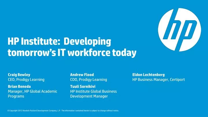 hp institute developing tomorrow s it workforce today