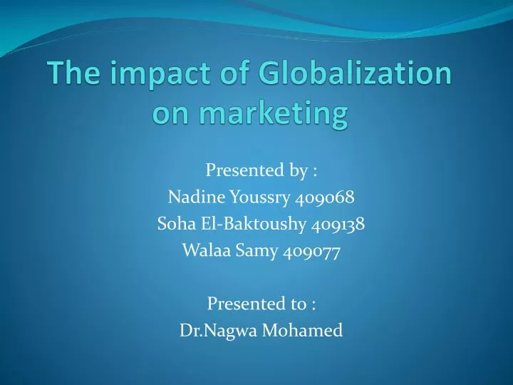 the impact of globalization on marketing