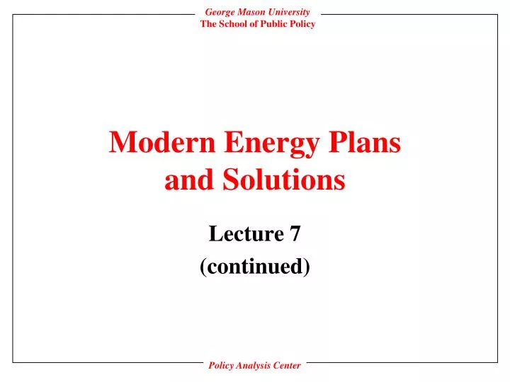 modern energy plans and solutions