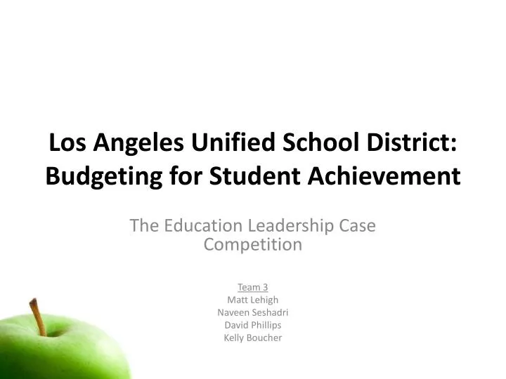 los angeles unified school district budgeting for student achievement