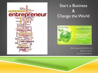 S tart a Business &amp; Change the World