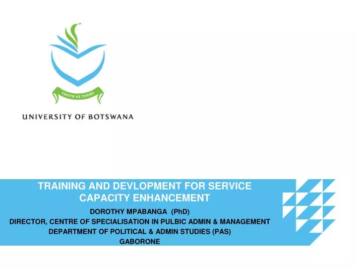 training and devlopment for service capacity enhancement