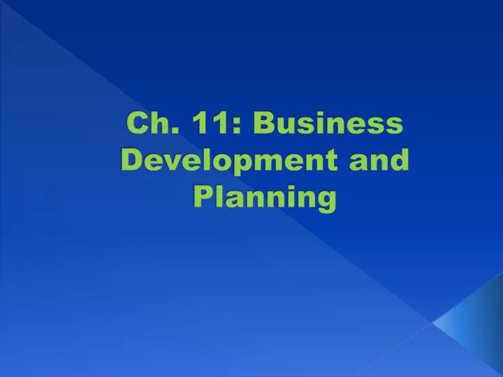 ch 11 business development and planning